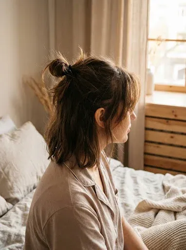 Mini-Bun für schulterlanges Haar - Frisuren zum Schlafen